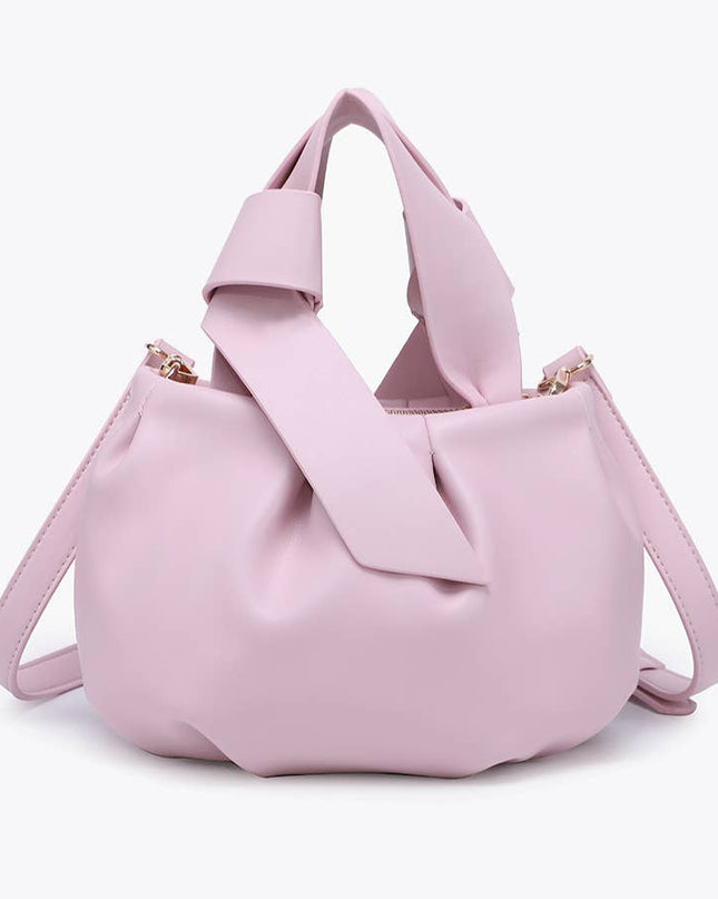Petal Pink Beck Pleated Bucket Bag w/ Tie Straps
