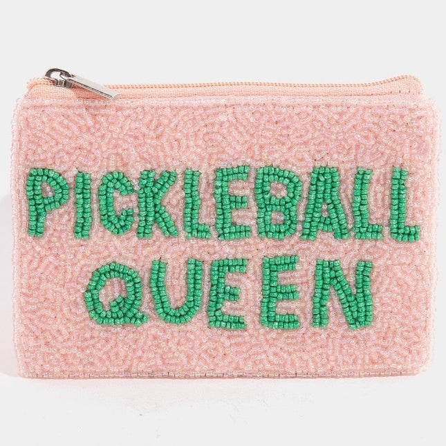 Pickleball Queen Beaded Coin Purse - Shop Simply Apparel