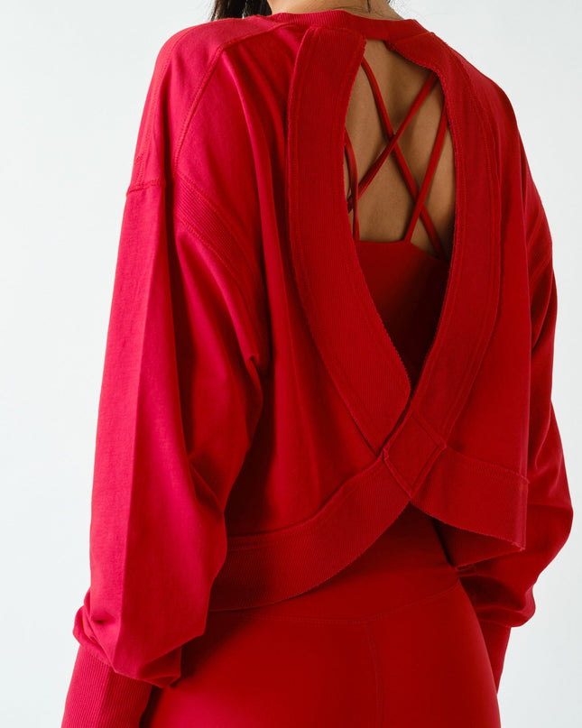 Smitten Cherry Open Back Long Sleeve Tee