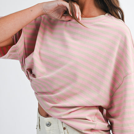 Pink Boyfriend Stripe Tee