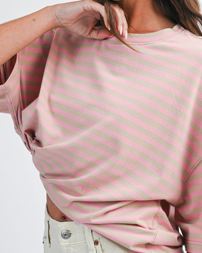 Pink Boyfriend Stripe Tee