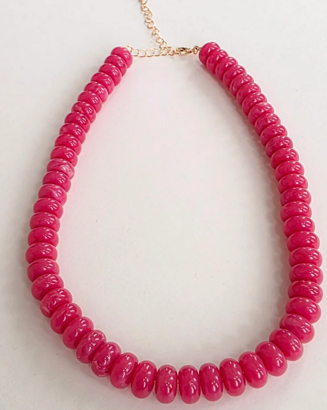 Pink Dana Donut Bead Necklace