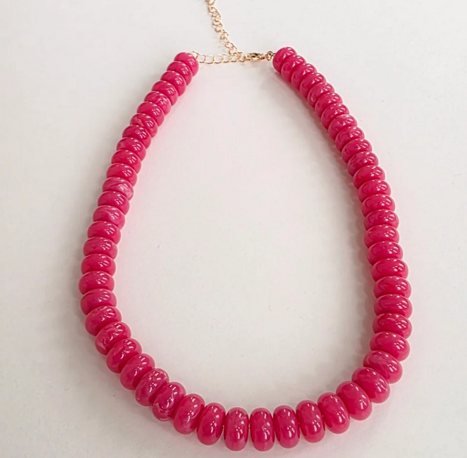 Pink Dana Donut Bead Necklace