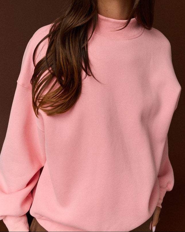 Pink Mock Neck Sweatshirt