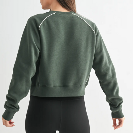 PRE-ORDER Deep Forest Piped Cotton Blend Crewneck