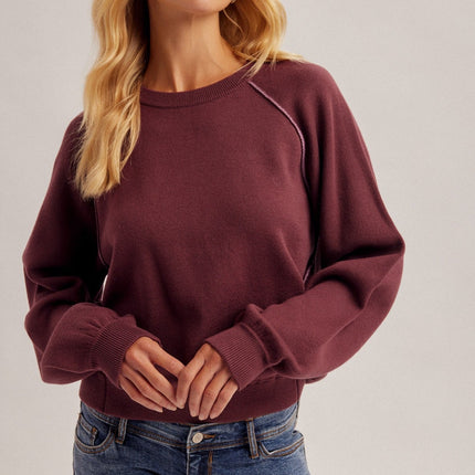 Plum Two-Tone Double Knit Sweater