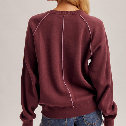 Plum Two-Tone Double Knit Sweater
