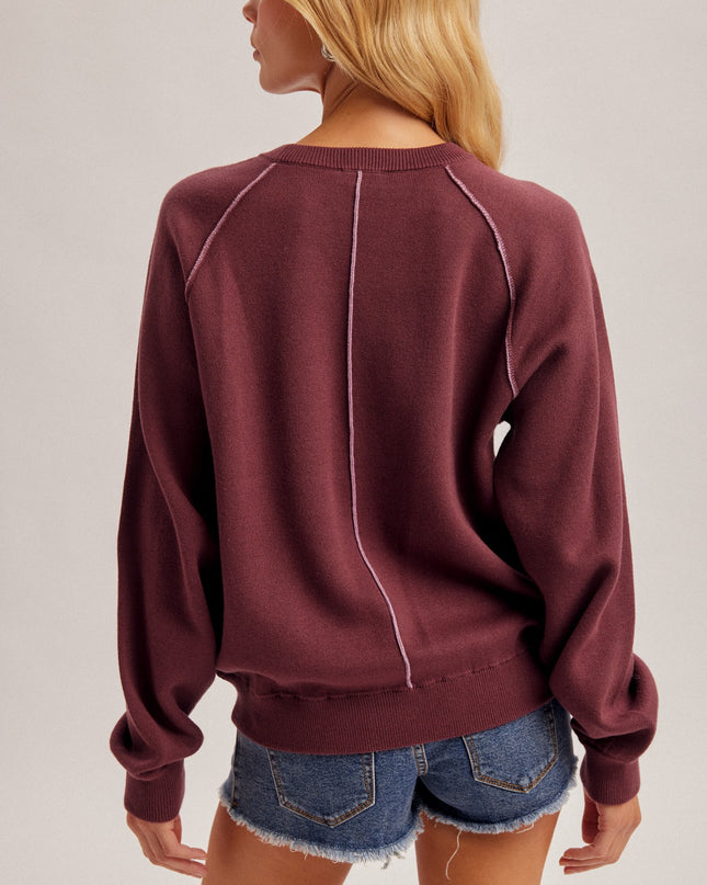 Plum Two-Tone Double Knit Sweater