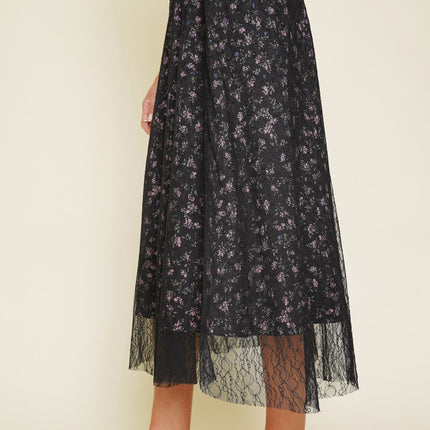 Black Printed Lace Skirt - Shop Simply Apparel