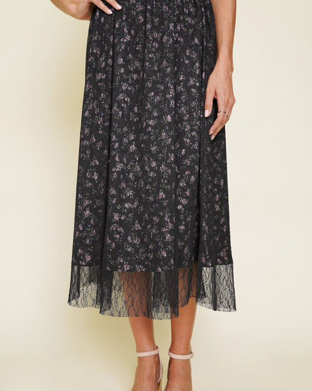 Black Printed Lace Skirt - Shop Simply Apparel