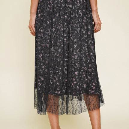 Black Printed Lace Skirt - Shop Simply Apparel