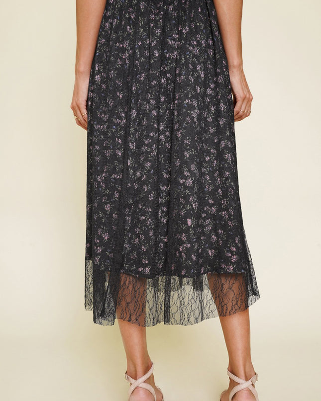 Black Printed Lace Skirt - Shop Simply Apparel