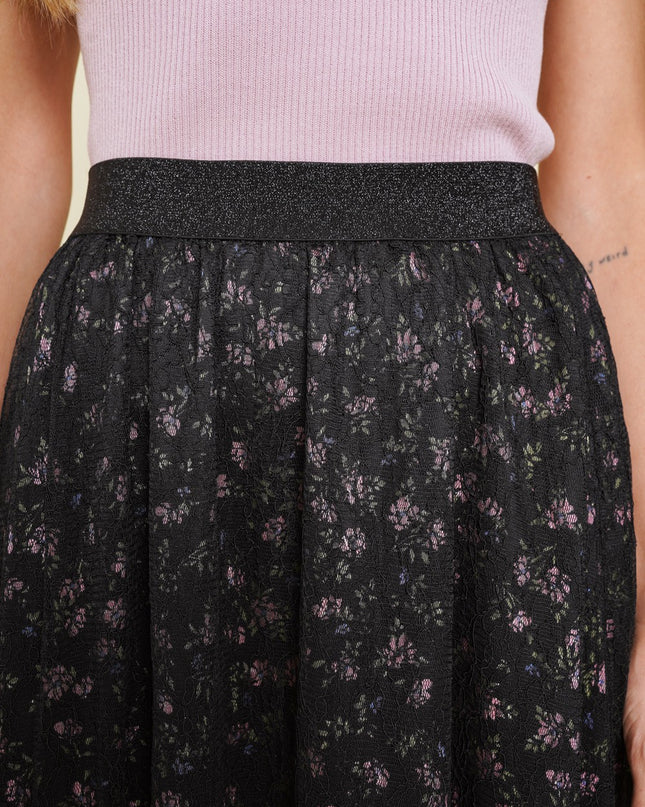 Black Printed Lace Skirt - Shop Simply Apparel
