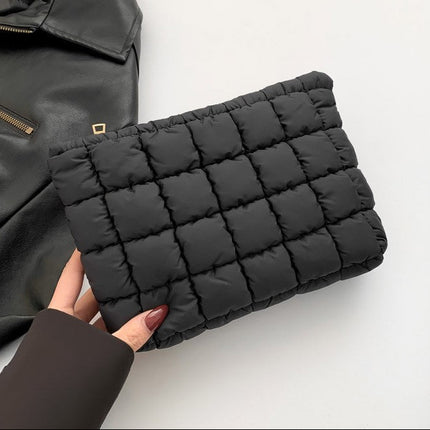Quilted Puffy Cosmetic Makeup Pouch Clutch Bag