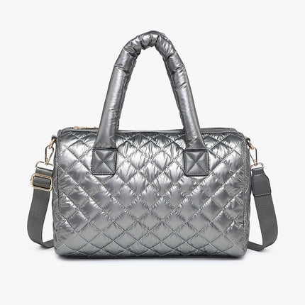 Gunmetal Quilted Nylon Satchel
