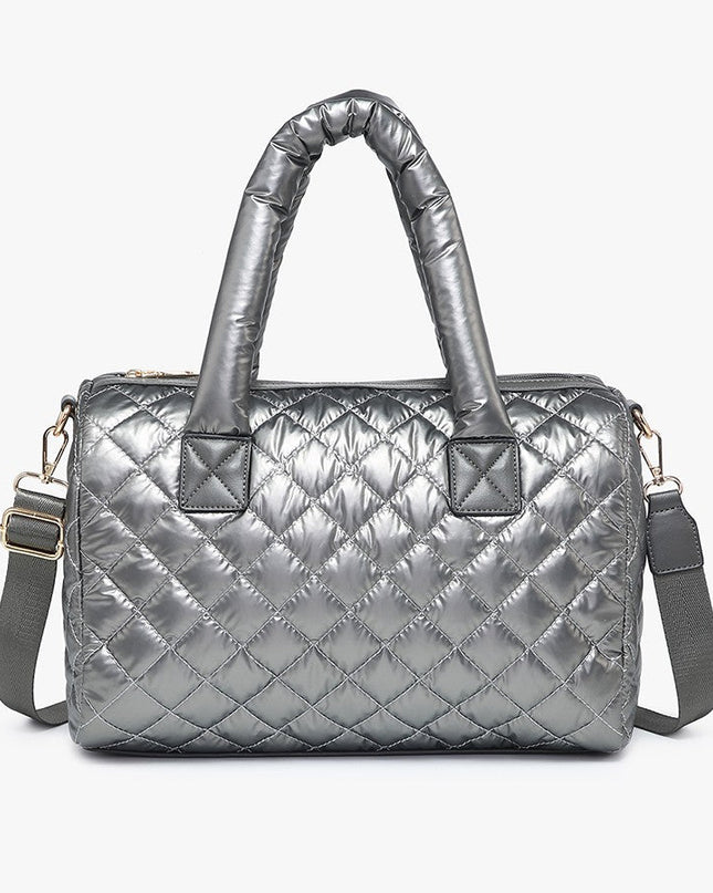 Gunmetal Quilted Nylon Satchel