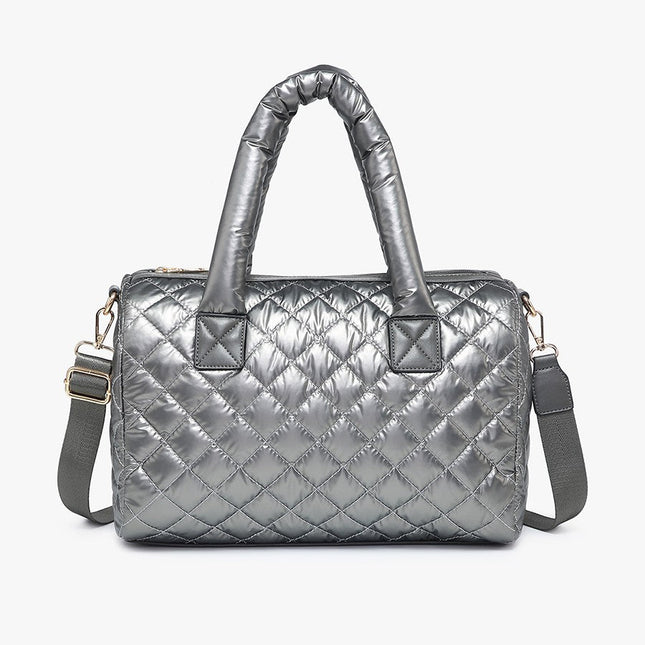 Gunmetal Quilted Nylon Satchel