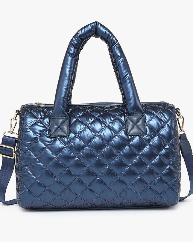 Navy Quilted Nylon Satchel