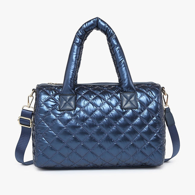 Navy Quilted Nylon Satchel