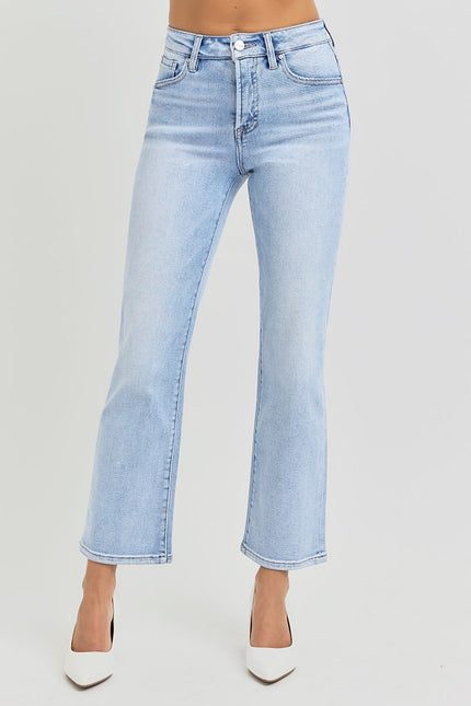 Tummy Control High Rise Crop Straight Jeans