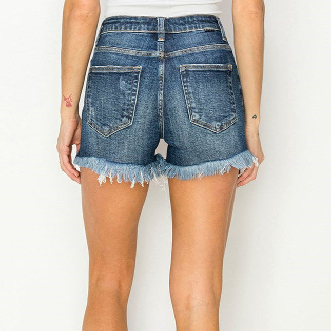 High Rise Side Slit Denim Short - Shop Simply Apparel