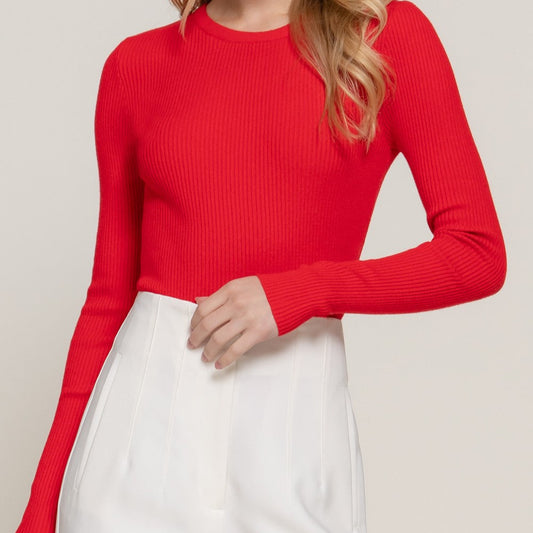 Red Viscose Rib Sweater