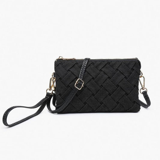 Black Woven Denim Riley Crossbody