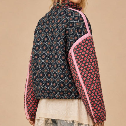 Rose Garden Patchwork Quilted Bomber Jacket