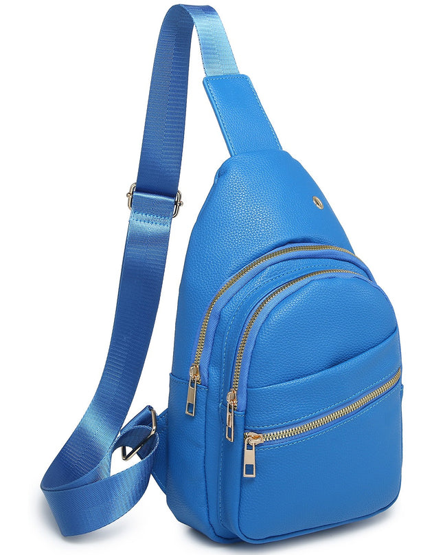 Royal Blue Faux Leather Sling Bag - Shop Simply Apparel