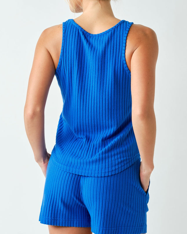 PRE-ORDER Royal Blue Softcore Ribbed Lounge Tank Top - Shop Simply Apparel