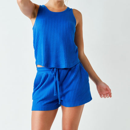 PRE-ORDER Royal Blue Softcore Ribbed Lounge Tank Top - Shop Simply Apparel