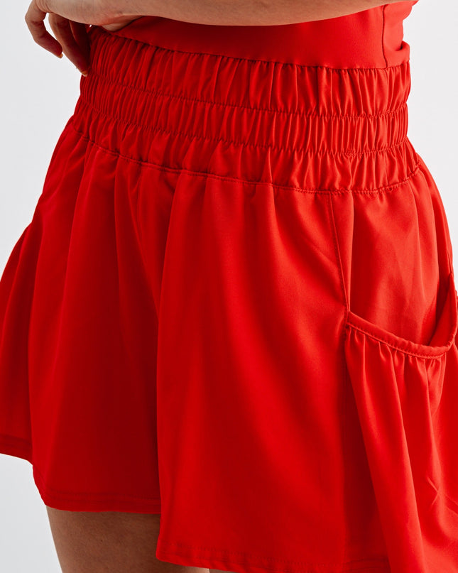 Ruby Red Flounce & Flow Romper