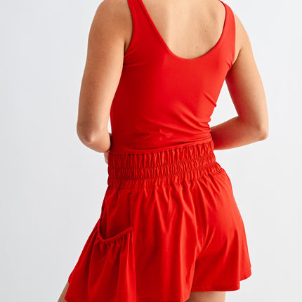 Ruby Red Flounce & Flow Romper