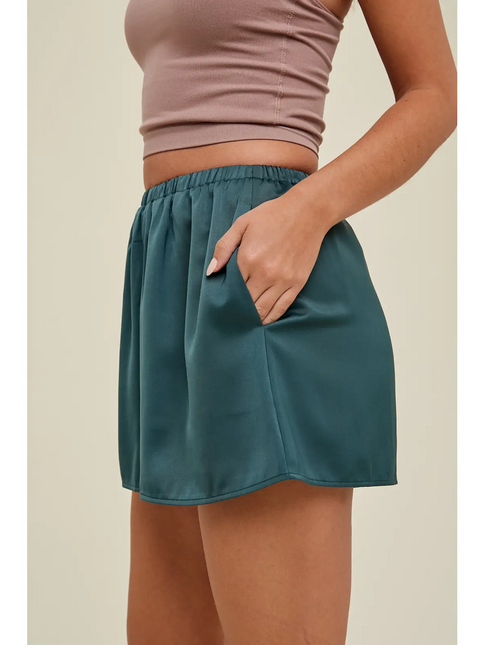 Dark Mint Satin Shorts - Shop Simply Apparel