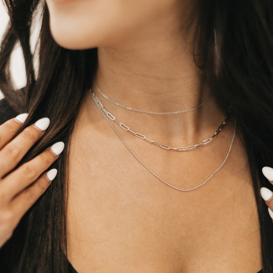 Silver Charleston Chain Layered Necklace WATERPROOF