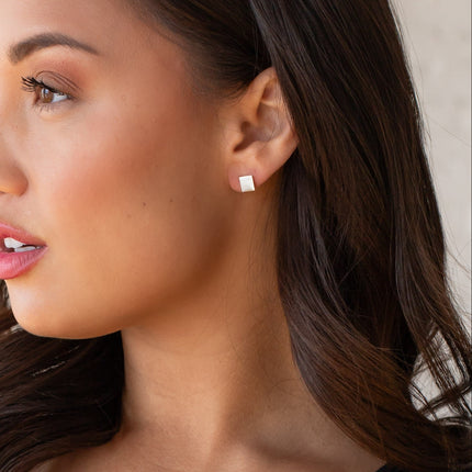 Silver Square Stud Earrings