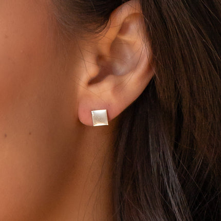 Silver Square Stud Earrings