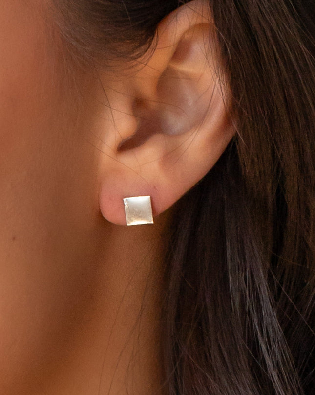 Silver Square Stud Earrings