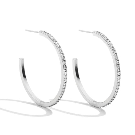 Silver Large Pave Hoops - Shop Simply Apparel