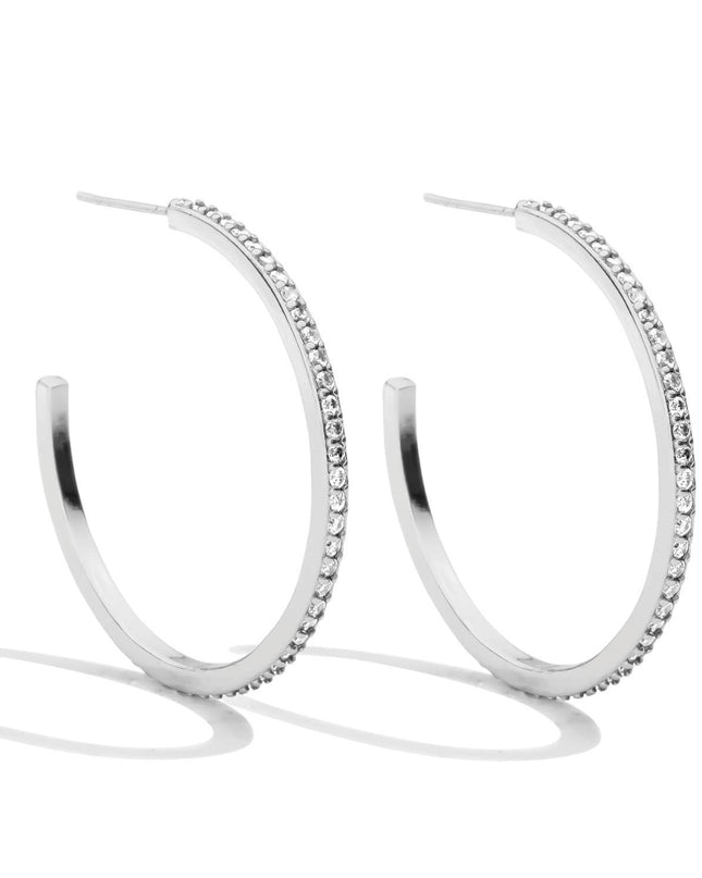 Silver Large Pave Hoops - Shop Simply Apparel