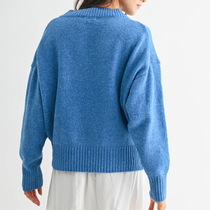 Sky Blue Cozy V-neck Sweater