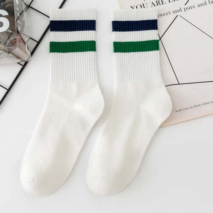 Green Stripe Half Crew Cotton Socks - Shop Simply Apparel