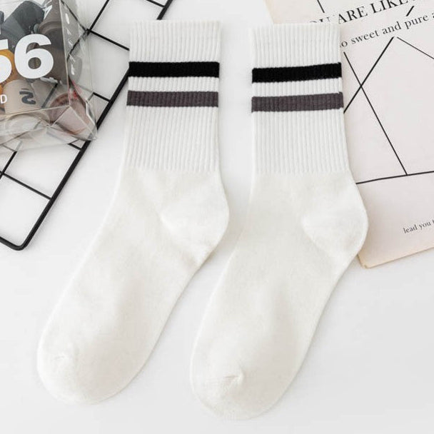Grey Stripe Half Crew Cotton Socks - Shop Simply Apparel