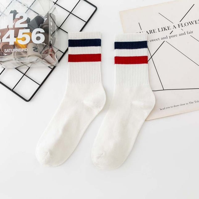 Red Stripe Half Crew Cotton Socks - Shop Simply Apparel