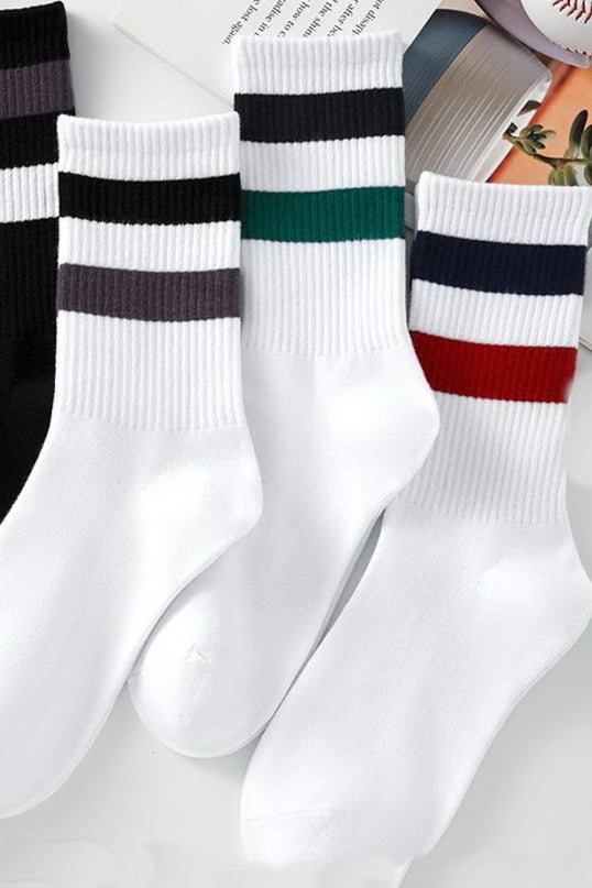 Green Stripe Half Crew Cotton Socks - Shop Simply Apparel