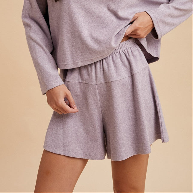 Ash Violet Soft Fleece Flare Shorts