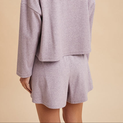 Ash Violet Soft Fleece Flare Shorts