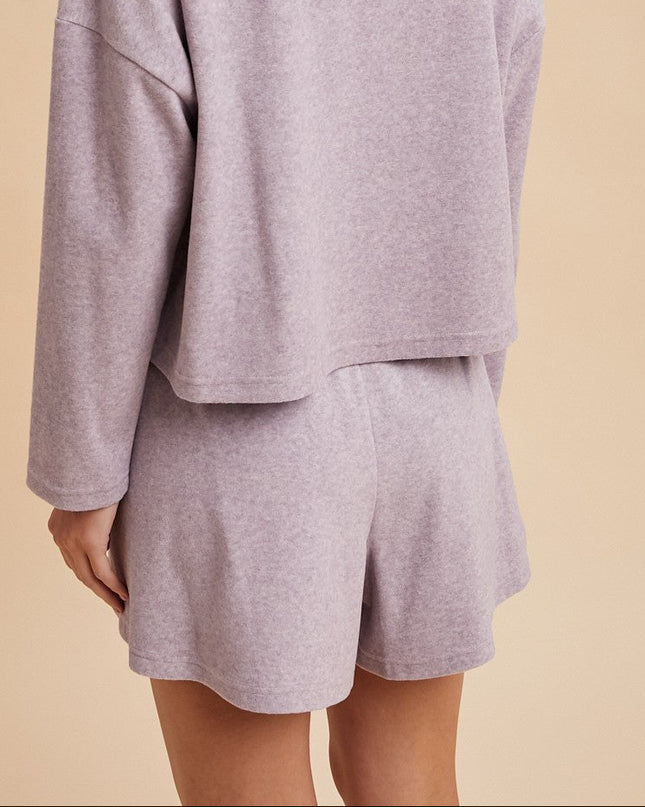 Ash Violet Soft Fleece Flare Shorts