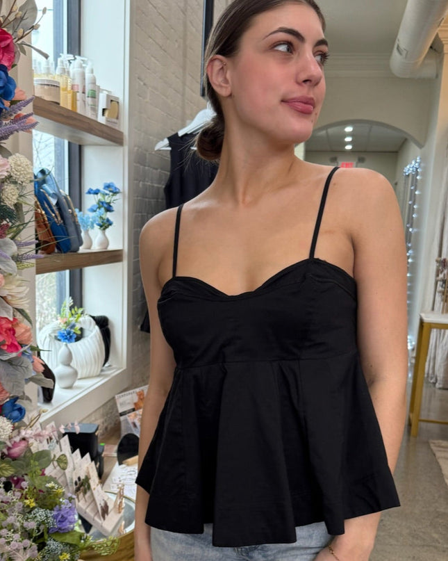 Steve Madden Black Peplum Delta Top