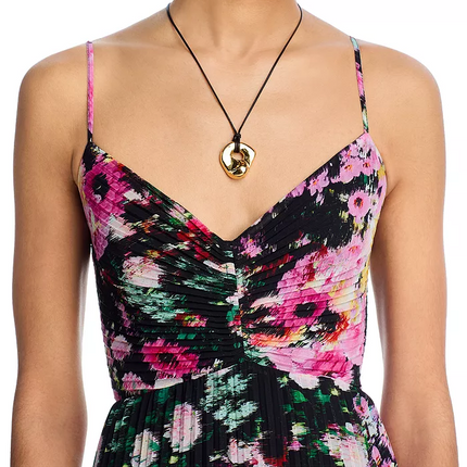 Steve Madden Pleated Black Floral Dress